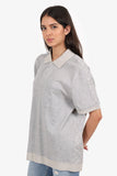 Louis Vuitton Grey Silk Blend Monogram Polo Top Size XXL