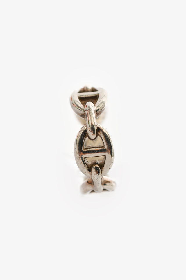 Hermes Sterling Silver Chaine D'ancre Enchainee Small Model Ring Size 49