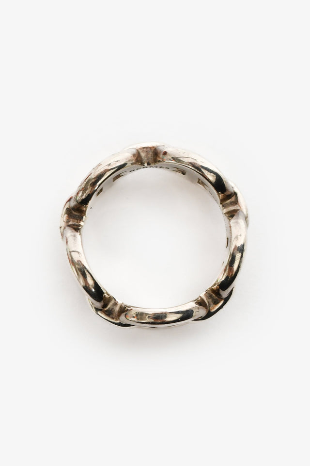 Hermes Sterling Silver Chaine D'ancre Enchainee Small Model Ring Size 49