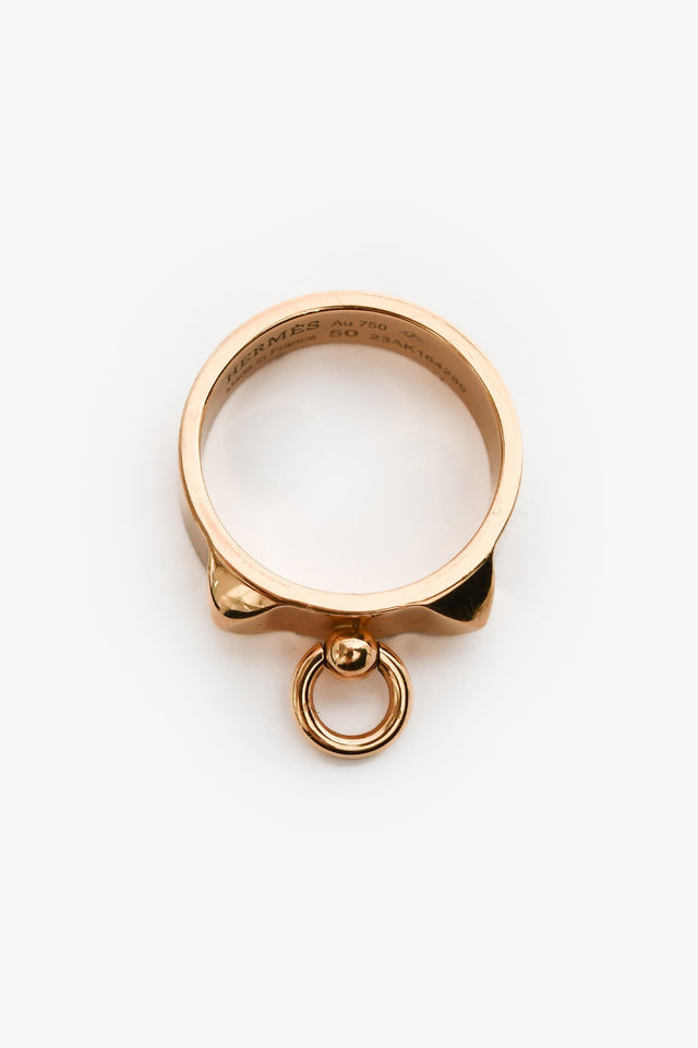 Hermes 18K Rose Gold 'Collier De Chien' Small Model Ring Size 50