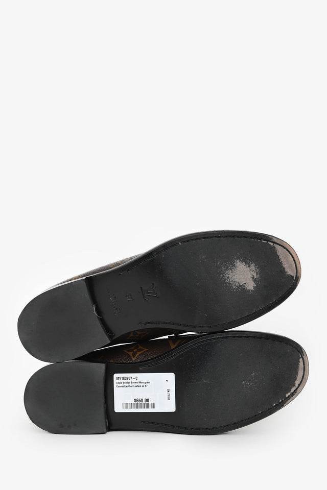Louis Vuitton Monogram Canvas/Leather Loafers Size 37