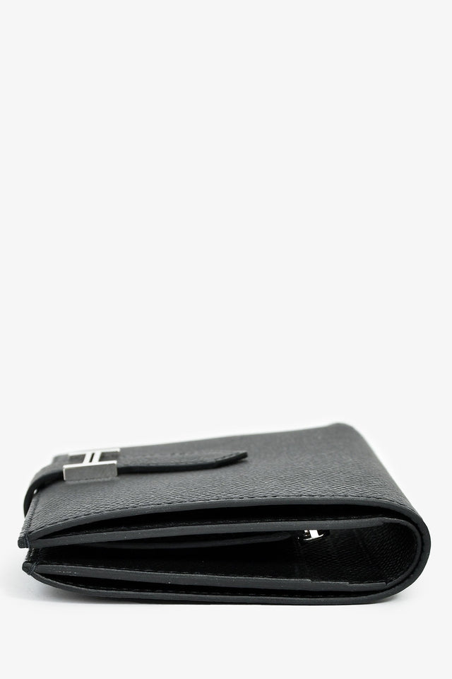 Hermes 2022 Black Epsom Leather 'H' Bearn Compact Wallet