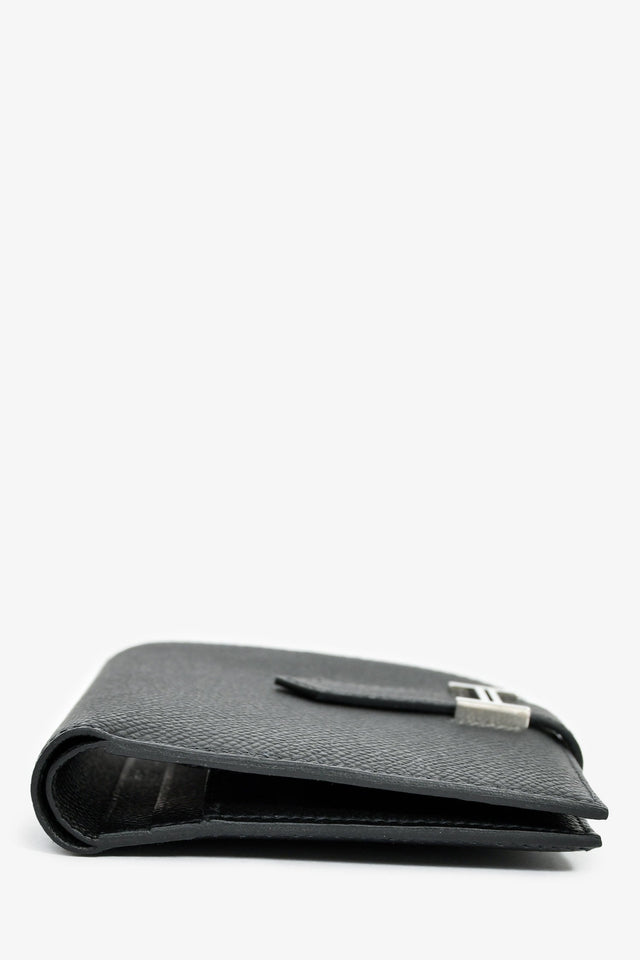 Hermes 2022 Black Epsom Leather 'H' Bearn Compact Wallet
