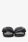 Prada Black Leather Padded Triangle Slides Size 35