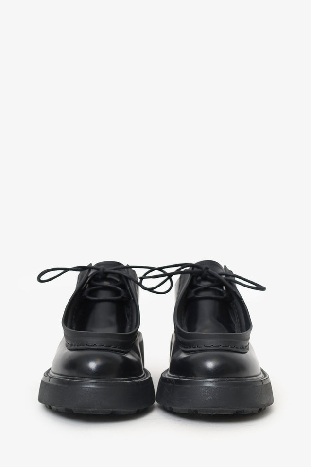 Prada Black Leather Chunky Lace Up Shoes Size 36.5