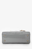 Christian Dior 2021 Grey Patent Leather Small Lady Dior Top Handle With Strap