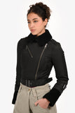 Burberry Brit Black Nylon Shearling-Trimmed Cropped Jacket Size 2