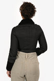 Burberry Brit Black Nylon Shearling-Trimmed Cropped Jacket Size 2