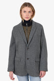 Burberry Black/White Wool Herringbone Single Breasted Blazer With Quilted Zip Up Size L
