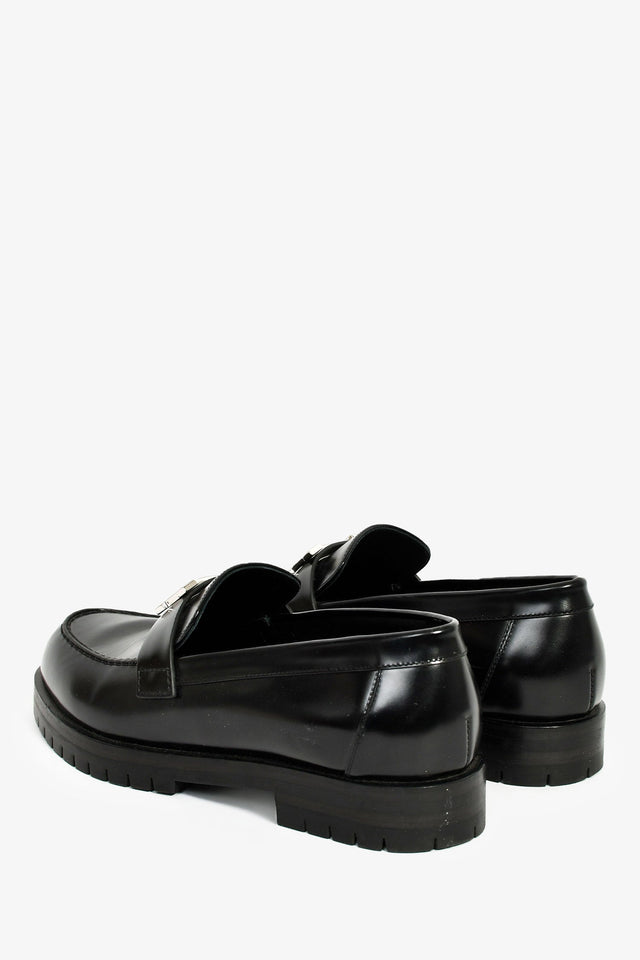 Hermes Black Leather Faubourg H Loafers Size 36
