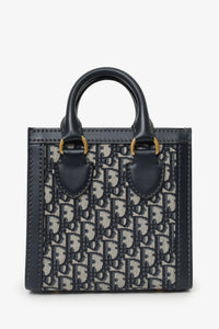 Christian Dior Navy Canvas/Leather Oblique Mini Tote Bag With Strap