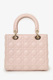 Christian Dior 2017 Pink Leather Medium Lady Dior Bag With Strap