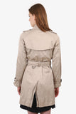 Burberry London Beige Satin Double Breasted Short Trench Coat With Belt Size 2