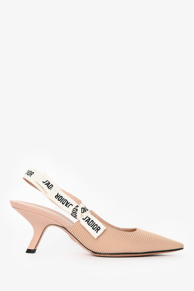 Christian Dior Beige Tech Knit J'ADior Slingback Heels Size 37