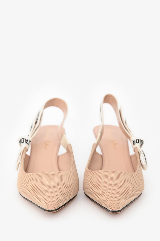 Christian Dior Beige Tech Knit J'ADior Slingback Heels Size 37