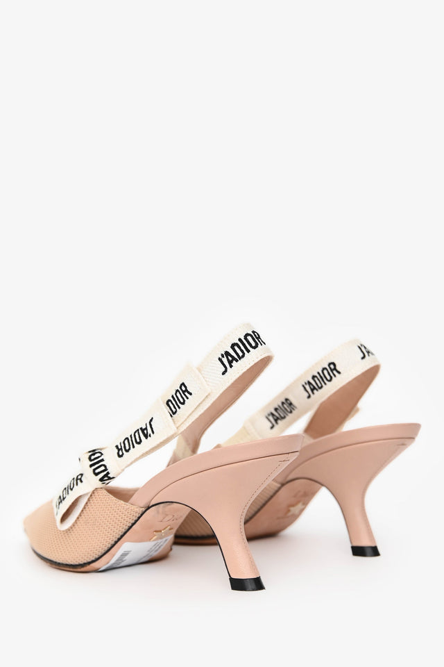 Christian Dior Beige Tech Knit J'ADior Slingback Heels Size 37