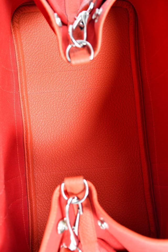 Hermes 2016 Red Canvas/Leather Garden Party Pocket 36 Tote Bag With Strap