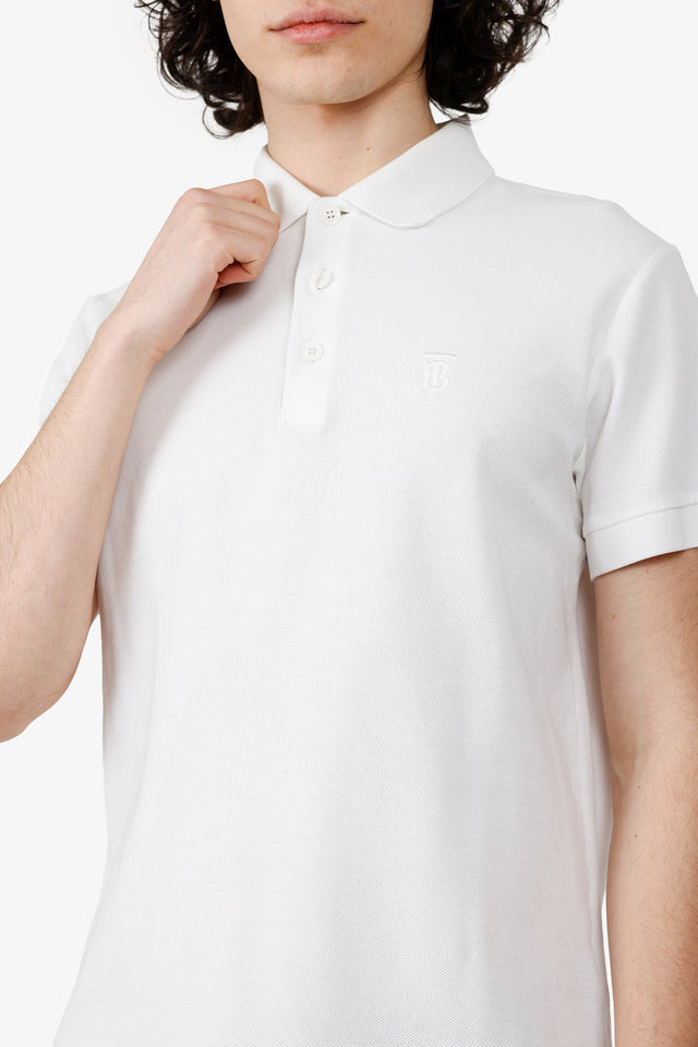 Burberry White Polo 'TB' Embroidered Top Size M Mens