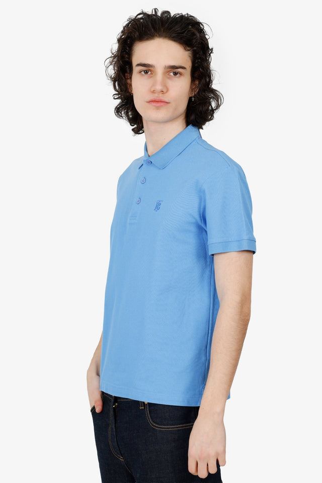Burberry Blue Polo 'TB' Embroidered Top Size M Mens