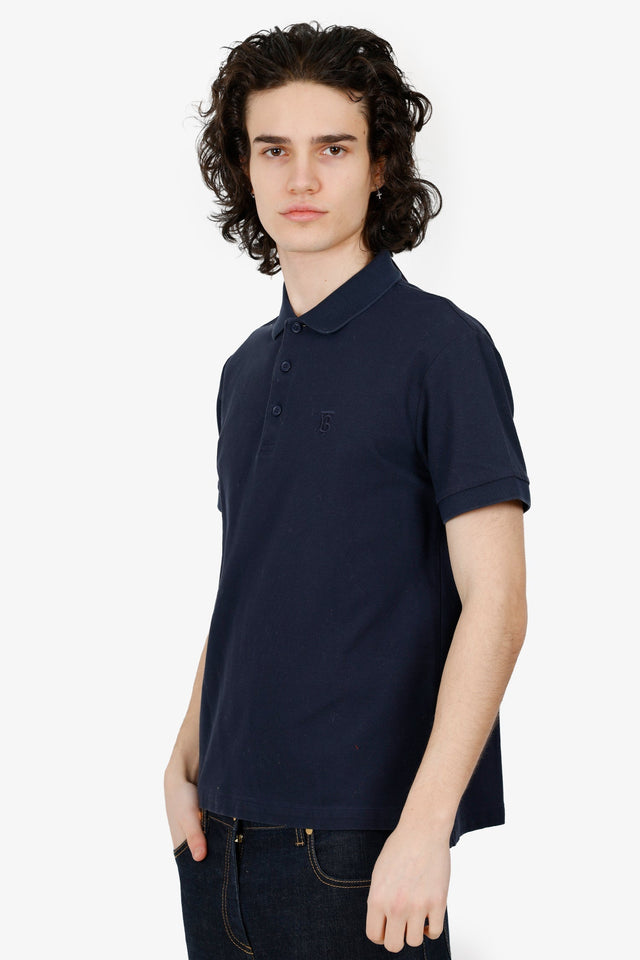 Burberry Navy Polo 'TB' Embroidered Top Size M Mens