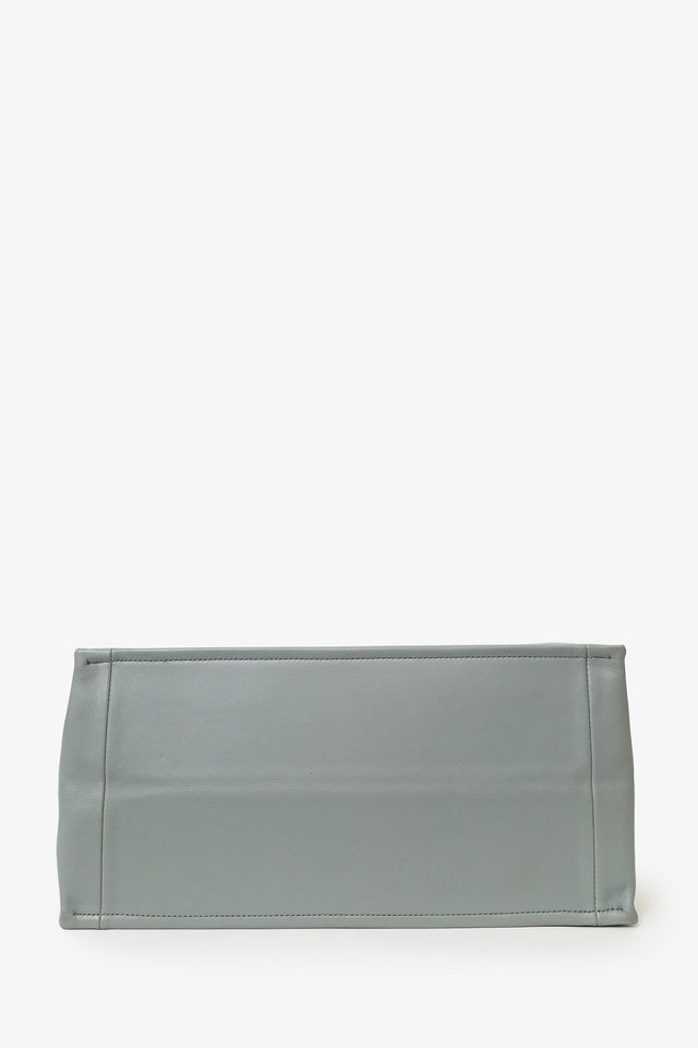 Christian Dior Grey Leather 'Christian Dior' Embossed Medium Book Tote