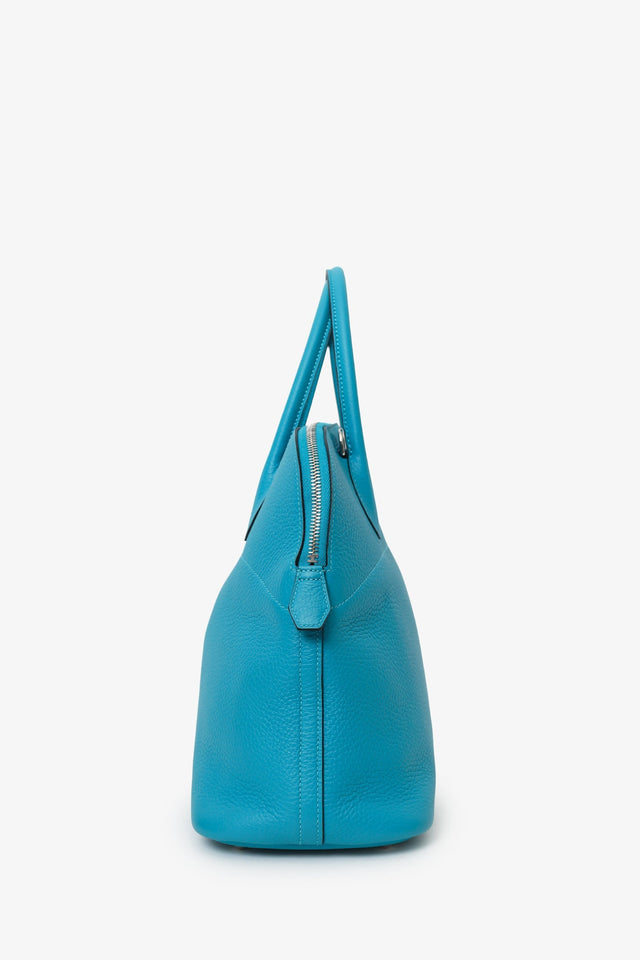 Hermes 2014 Turquoise Clemence Bolide 35 With Strap