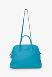 Hermes 2014 Turquoise Clemence Bolide 35 With Strap