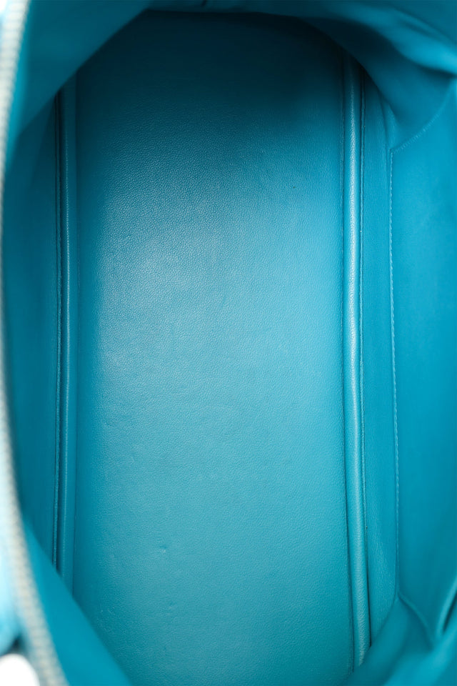 Hermes 2014 Turquoise Clemence Bolide 35 With Strap