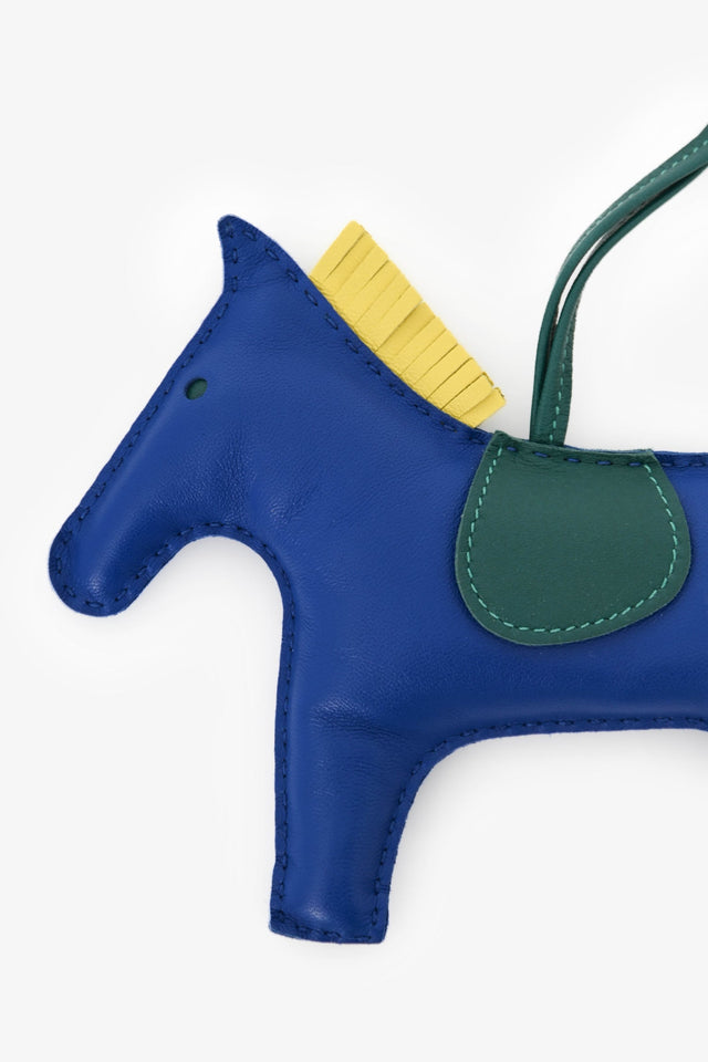 Hermes Blue/Yellow/Green Tricolour Milo Leather Rodeo GM Charm