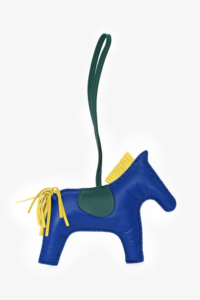Hermes Blue/Yellow/Green Tricolour Milo Leather Rodeo GM Charm