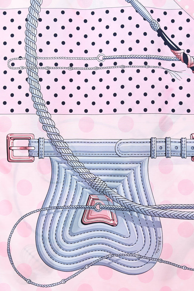 Hermes Pink/Light Blue Silk 'Clic Clac' Shawl 140