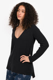 Hermes Navy Cashmere V Neck Long Sleeve Sweater Size 36