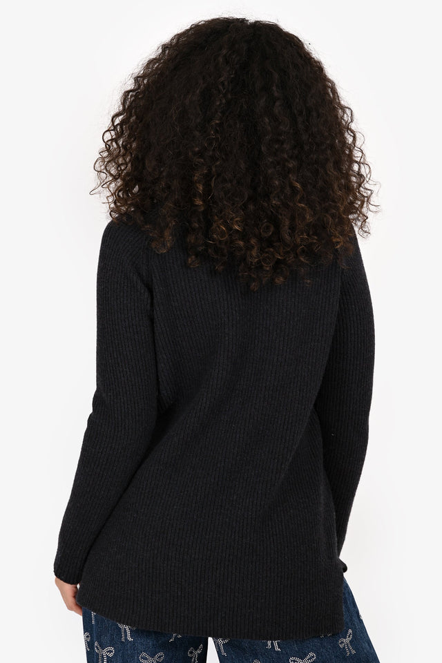 Hermes Navy Cashmere V Neck Long Sleeve Sweater Size 36