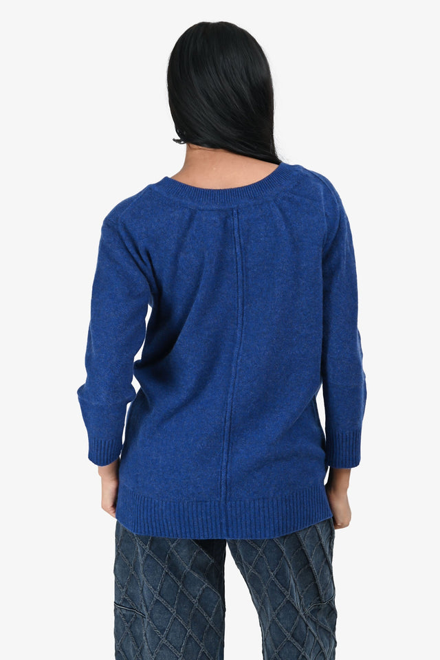 Hermes Blue Cashmere Crewneck Long Sleeve Sweater Size 34