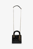 Christian Dior 2020 Black Patent Leather Mini Lady Dior Bag With Strap