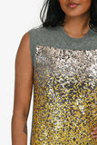 Louis Vuitton Grey/White Knit/Silk Sequined Sleeveless Mini Dress Size XS