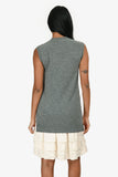 Louis Vuitton Grey/White Knit/Silk Sequined Sleeveless Mini Dress Size XS
