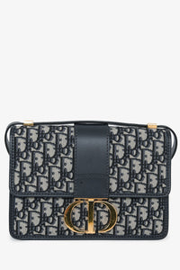 Christian Dior 2019 Navy Leather/Oblique 30 Montaigne Shoulder Bag