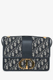 Christian Dior 2019 Navy Leather/Oblique 30 Montaigne Shoulder Bag