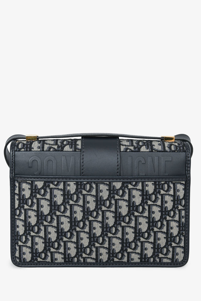 Christian Dior 2019 Navy Leather/Oblique 30 Montaigne Shoulder Bag