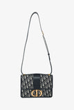 Christian Dior 2019 Navy Leather/Oblique 30 Montaigne Shoulder Bag