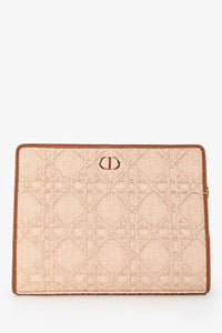 Christian Dior Brown Straw Logo Clutch