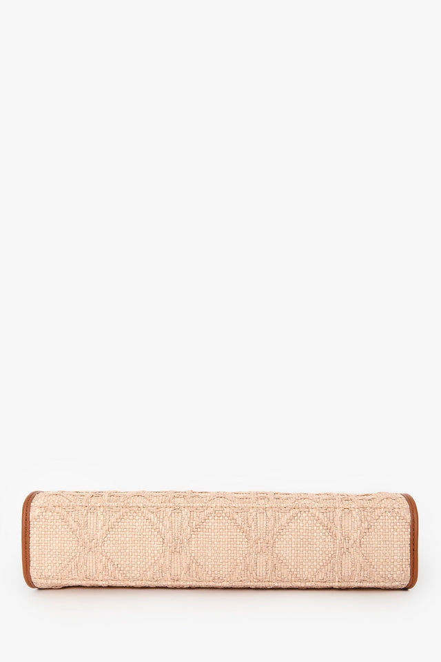 Christian Dior Brown Straw Logo Clutch