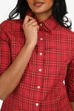 Burberry Red Cotton Nova Check Quarter Sleeve Button Down Shirt Size S