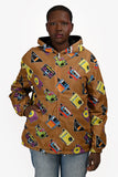 Prada 2019 Black/Brown Patterned Reversible Windbreaker Jacket Size L Mens