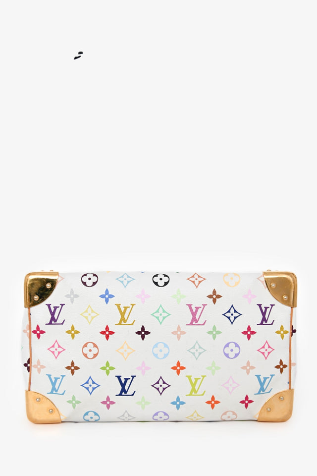 Louis Vuitton 2010 White Multicoloured Canvas Monogram Speedy 30