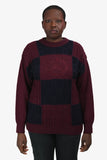 Burberrys Maroon/Navy Wool Embroidered Logo Check Sweater Est. Size M