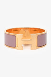 Hermes Gold Tone Pink Ceramic 'Clic Clac H' GM Bracelet