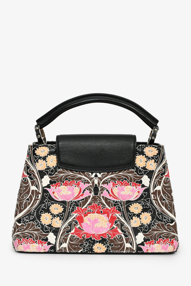 Louis Vuitton 2015 Black/Multicolour Leather Wild Flowers Capucines BB Top Handle Bag with Strap