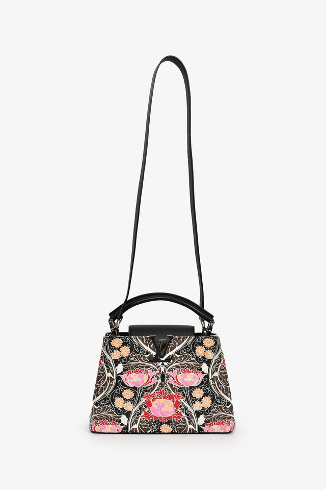 Louis Vuitton 2015 Black/Multicolour Leather Wild Flowers Capucines BB Top Handle Bag with Strap
